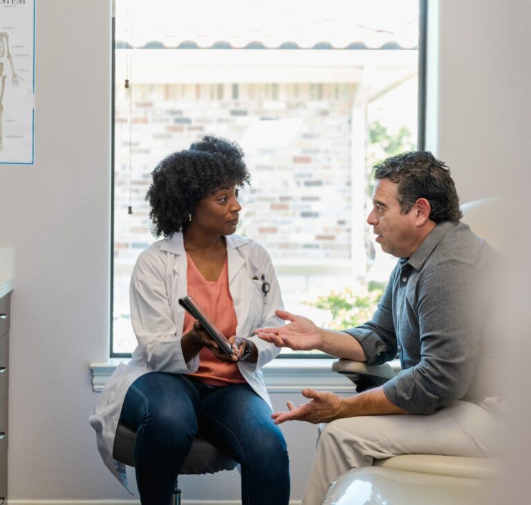 Billing coordinator meets with patient